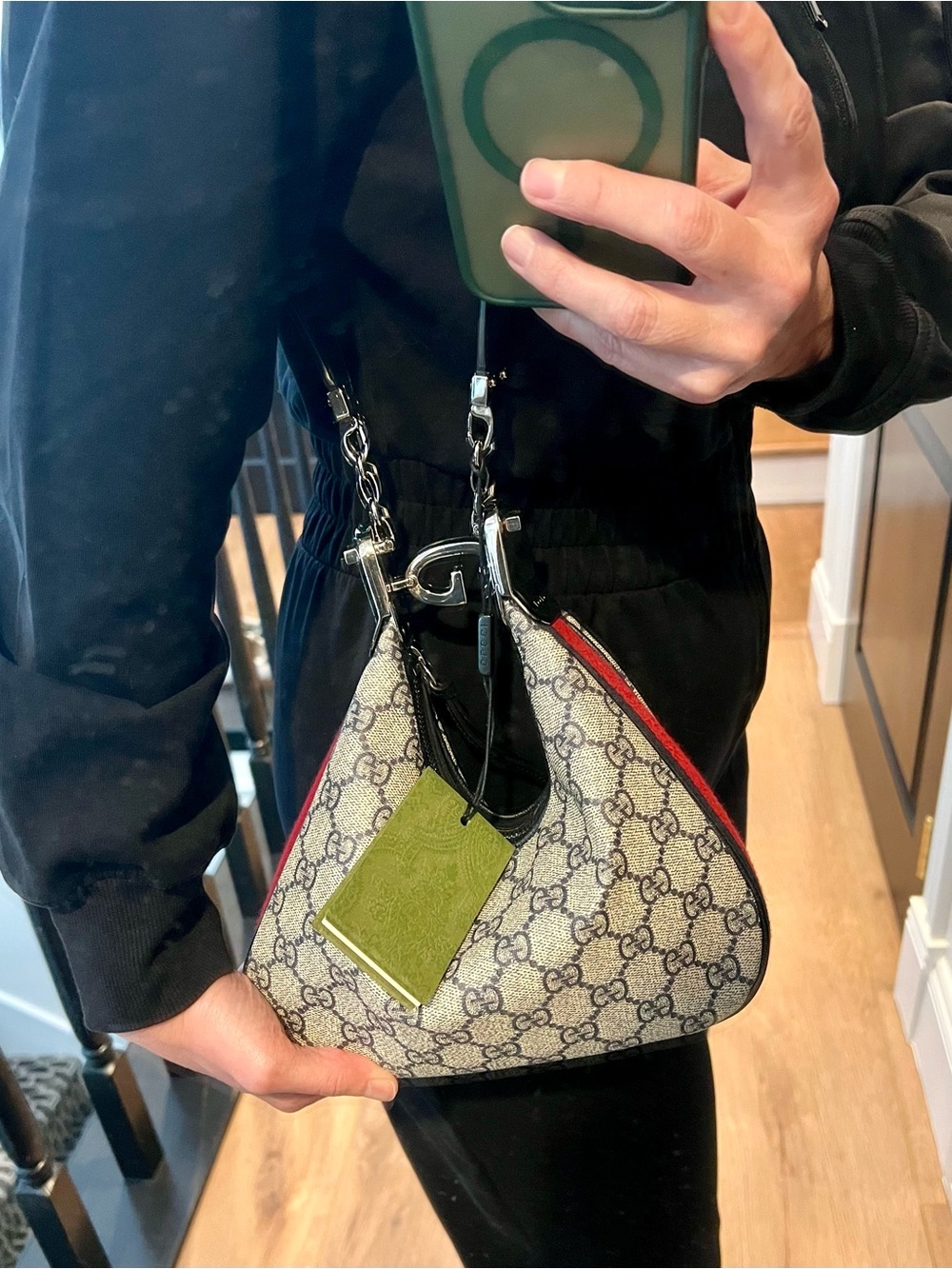 Gucci Attaché Small GG Supreme Shoulder Bag 699409 Web Strap & Leather Strap NWT - Picture 6 of 11